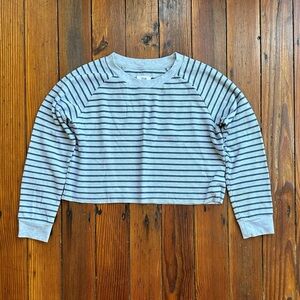Gap Teen Waffle Long Sleeve in Navy Grey Stripe Medium